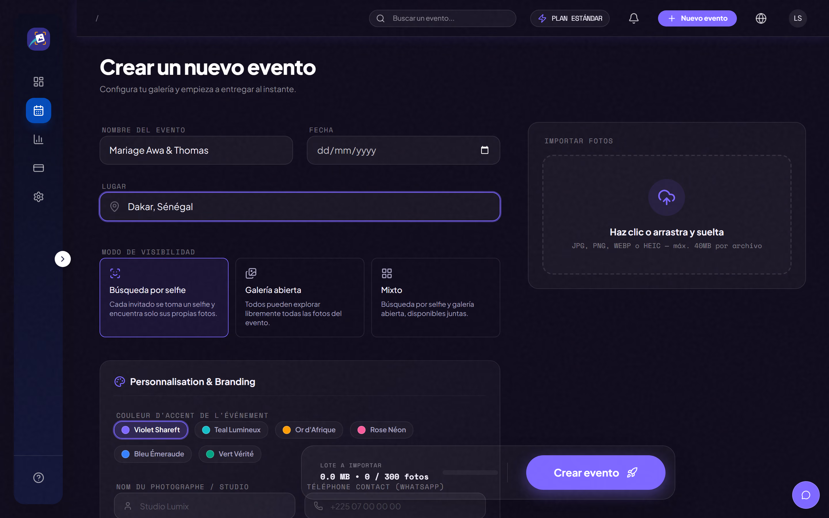 Screenshot of the SHAREFT interface