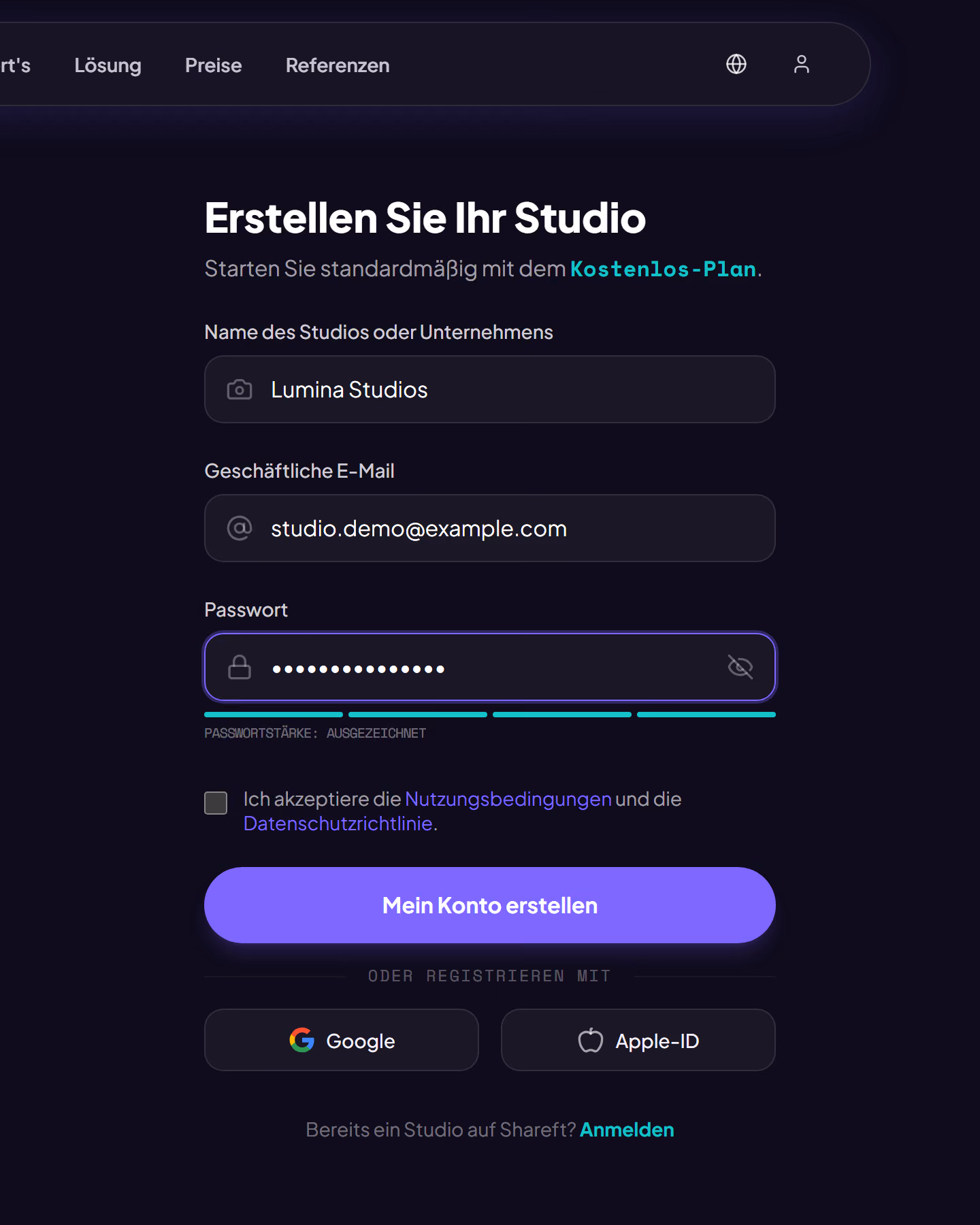 Screenshot of the SHAREFT interface